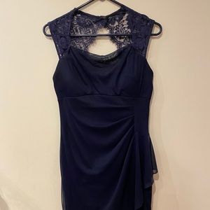 Navy lace back formal dress